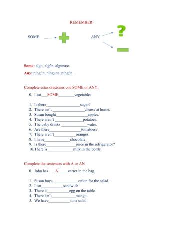 Some -Any- how much?- how many?- A- An 