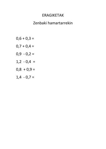 Eragiketak zenbaki hamartarrekin