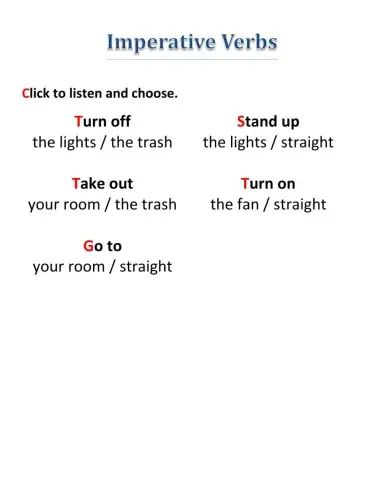 Imperative Verbs Review