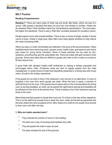 BELT Reading Comprehension Practice Part II
