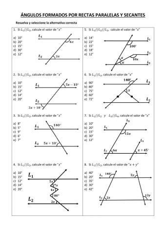Ángulos formados por rectas paralelas y secantes
