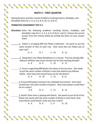 Math 5 - Q1-Assessment Test - 3