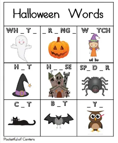 Halloween words