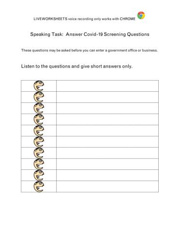 Covid Screening Questions