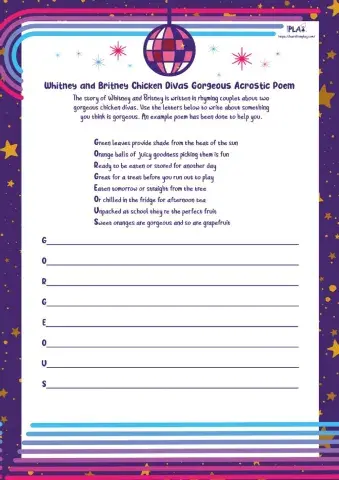 Whitney and Britney Chicken Divas - Acrostic Poem