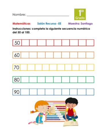Secuencia numerica 50-100
