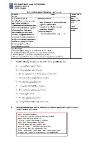 Quantifiers some, any, a -an