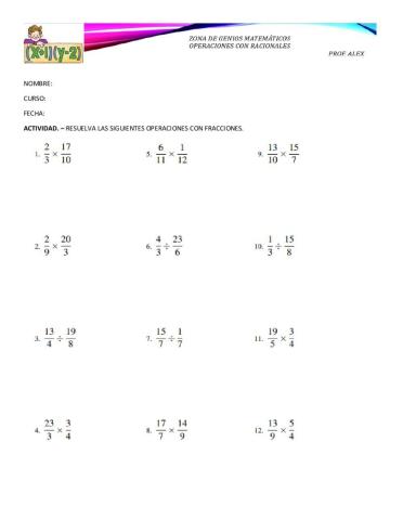 Multiplicación y división de fracciones