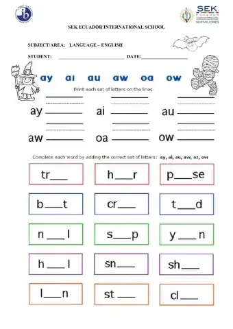 Vowels diagraphs