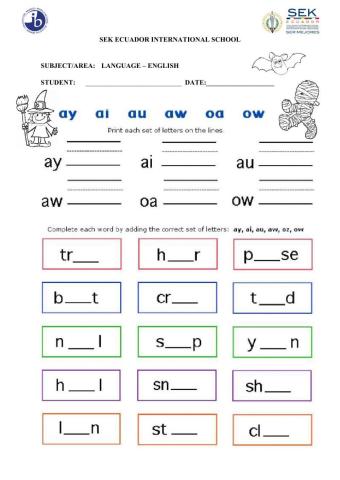 Vowels diagraphs