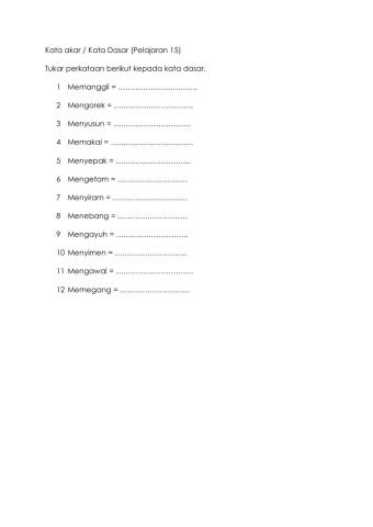 Kata Dasar dan Kata Akar