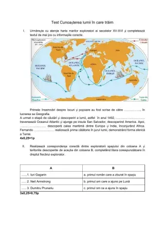 Test secvențial Cunoașterea lumii în care trăim