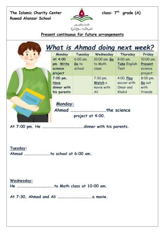 Present continuous for future