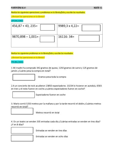 Operaciones y problemas