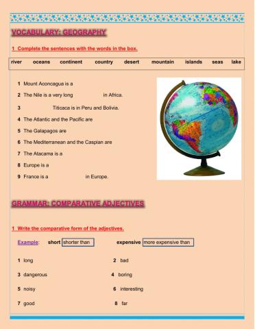 Geography - Comparative adjectives
