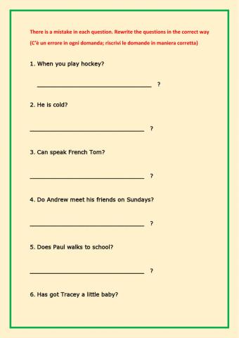 Interrogative form - Presentt simple