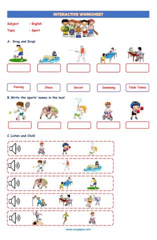 English Interactive Worksheet about Sport