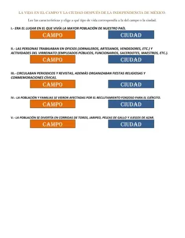 La vida en el campo y la ciudad.