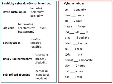 Odvozování slov - procvičování