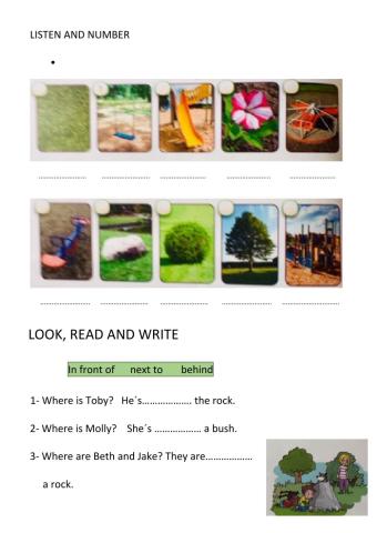 Elements in the park- Prepositions of place