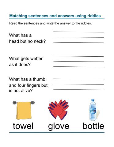 Reading Comprehension - Answer the Riddles 4 - KG-Grade1
