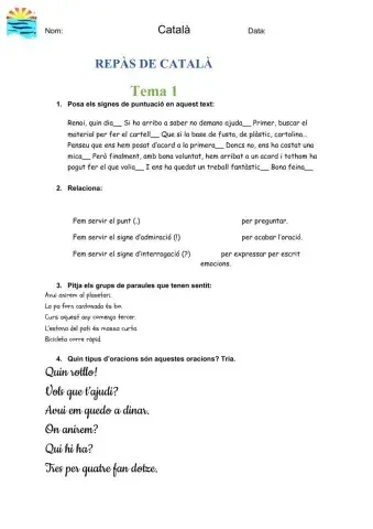 Repàs de català. Tipus d'oracions i puntuacions