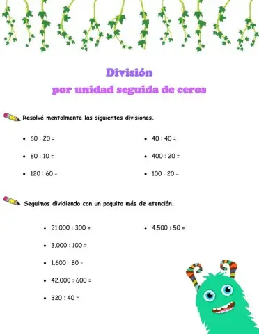 División- Unidad seguida de cero