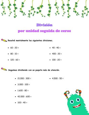 División- Unidad seguida de cero