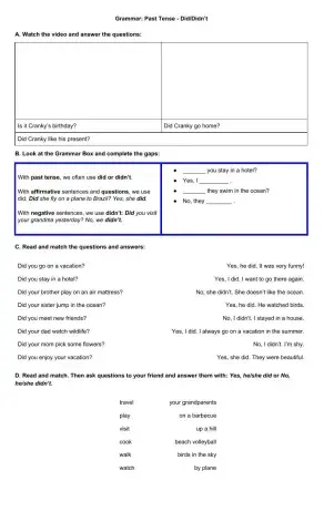 Grammar: Past Tense - Did-Didn't