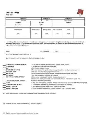 Business exam second partial
