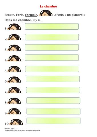 Dans ma chambre, il y a...