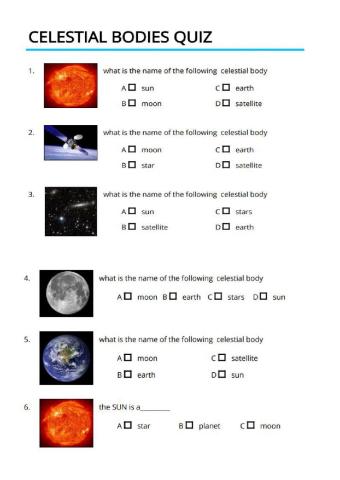 Celestial bodies quiz