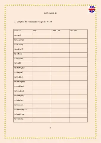 Past simple regular and irregular verbs