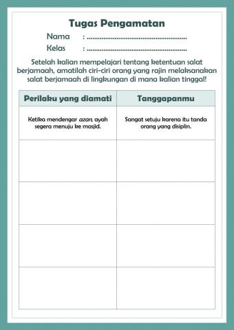 Tugas Pengamatan Salat Berjamaah