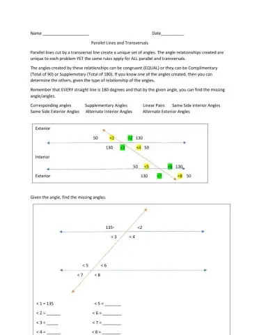Parallel Lines and Transversals