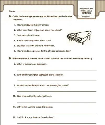 Declarative & interrogative HW
