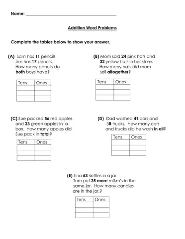 Addition Word Problems