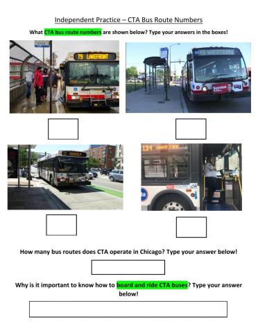 Independent Practice - CTA Bus Route Numbers