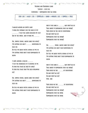 Somewhere only we know - keane