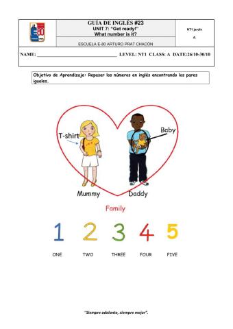Worksheet -23 what number is it? for NT1