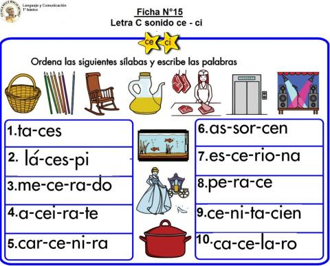 Ficha 15 Escritura con ce ci