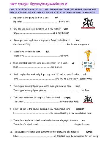 Key word transformation 5 FCE