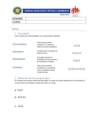 Suma de signos diferentes