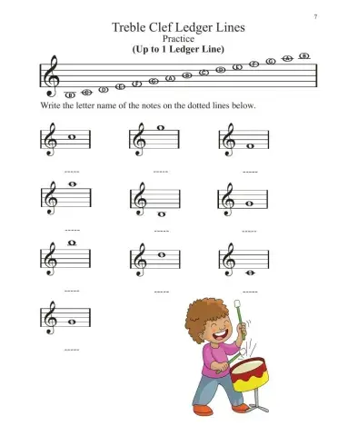 Practice Treble Clef Ledger Lines 7