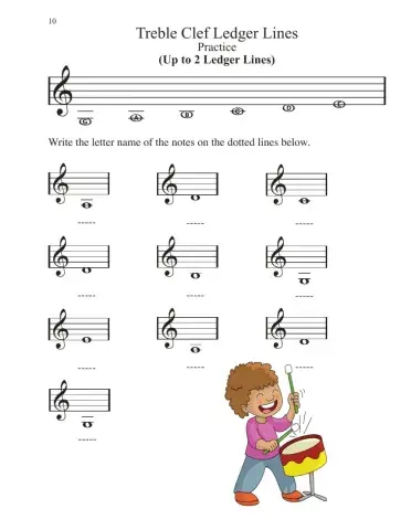 Practice Treble Clef Ledger Lines 10