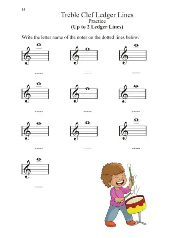 Practice Treble Clef Ledger Lines 14