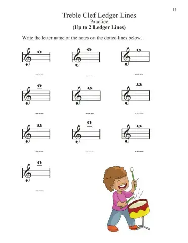 Practice Treble Clef Ledger Lines 15