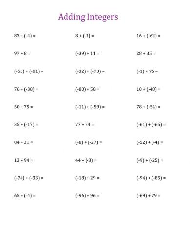 Adding and subtracting integers