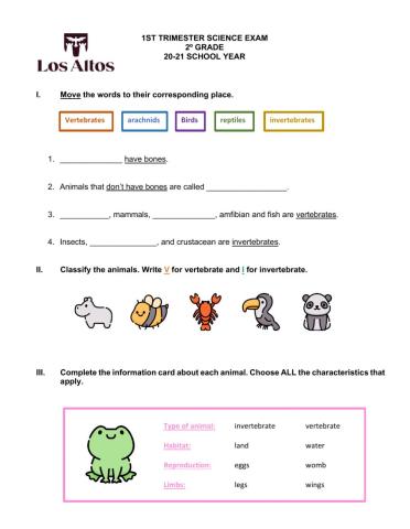 LosAltos-2ndGradeFirstTrimesterScienceExam