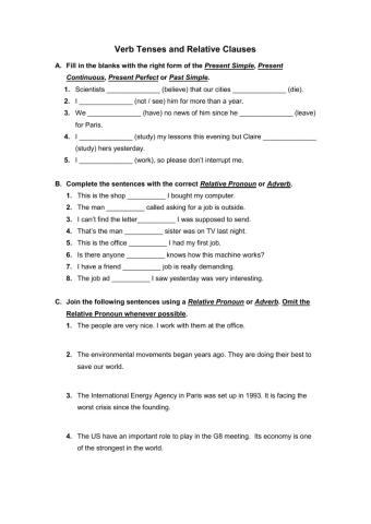 Verb tenses and Relative clauses2
